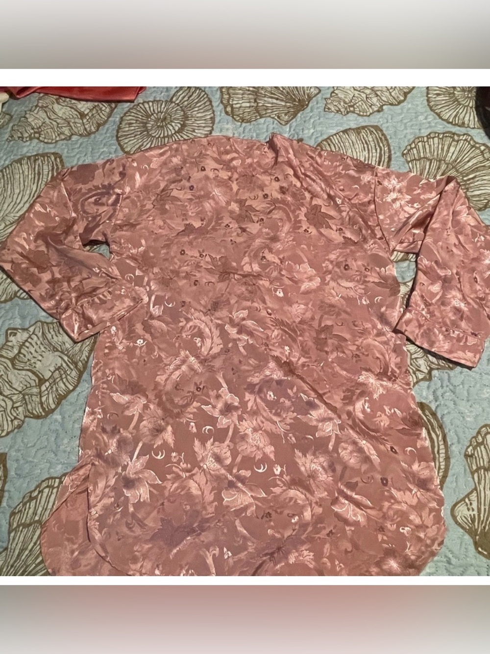 Vintage Victoria's Secret Gold Label Pink Jacquard Satin sleep shirt Gown Small - Picture 3 of 9